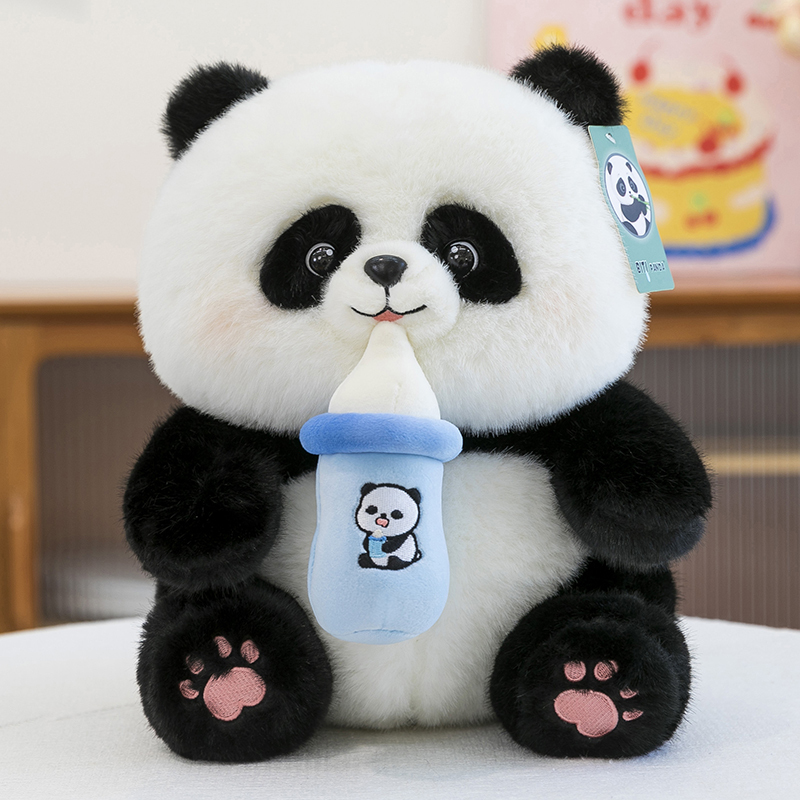 Panda New Plush Toy with Bottle, Panda Giant Panda Pillow Doll with Bottle, Stretchable Large Ornament, Comfort Doll Panda New Plush Toy with Bottle, Panda Giant Panda Pillow Doll with Bottle, Stretchable Large Ornament, Comfort Doll
