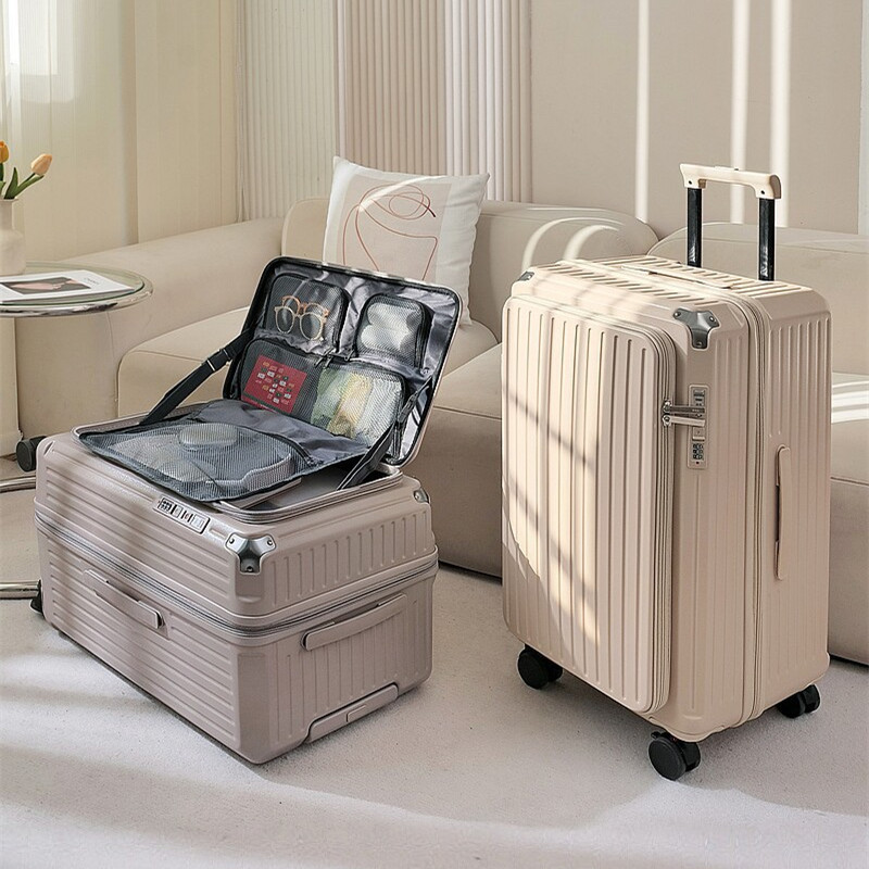 Export Brake Shock-Absorbing Five-Wheel Suitcase, Scratch-Resistant and Wear-Resistant, Customs Lock Suitcase, Large Capacity Side-Opening Trolley Case