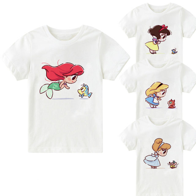 PrincessKidsTSirt Fashion cartoon cartoon princess and cute pet print children's T-shirt