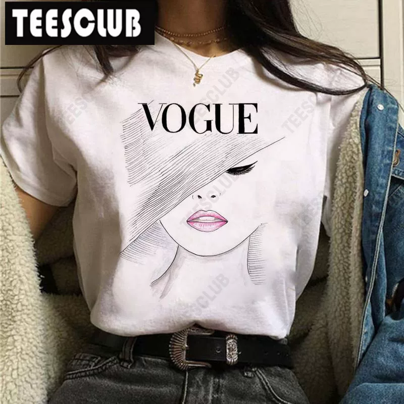[Vogue Lip T Shirt Женская футболка с ярким принтом губ]