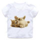 3DCuteCatsKidsTSirt European and American cross-border best selling 3D cat printing children's white T-shirt