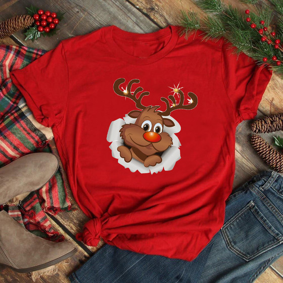 2023 new Christmas MerryChristmas letter print casual versatile red parent-child T-shirt