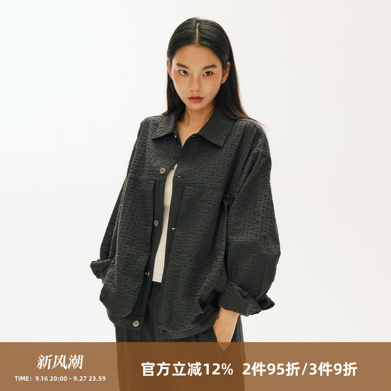 Somenum Forest 26Aw'Fantasy Bubble Grid' Casual Short Silhouette Plaid Jacket for Men and Women, Versatile for Everyday Wear Somenum Forest 26Aw'Fantasy Bubble Grid' Casual Short Silhouette Plaid Jacket for Men and Women, Versatile for Everyday Wear