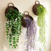 Admiralty willow wicker flower basket set Wall simulation flower set Country pastoral vine man decoration living room wall decoration