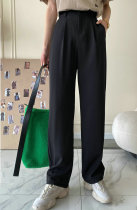 Day Ensemble Fire Dragon Fruit Color West Dress Pants Womens Pendant Sensation small Tall Black Broadlegged Pants Straight trunkpants OL commute