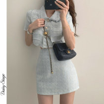 Day Department 2022 New female Xia Yangqi Package Hip Skirt Suit Short Dress Temperament two sets Thin Fashion Elegance