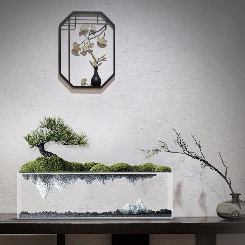 Mori space simulation plant Chinese reflection cliff cypress welcoming pine bonsai green plant home porch study decoration flower art