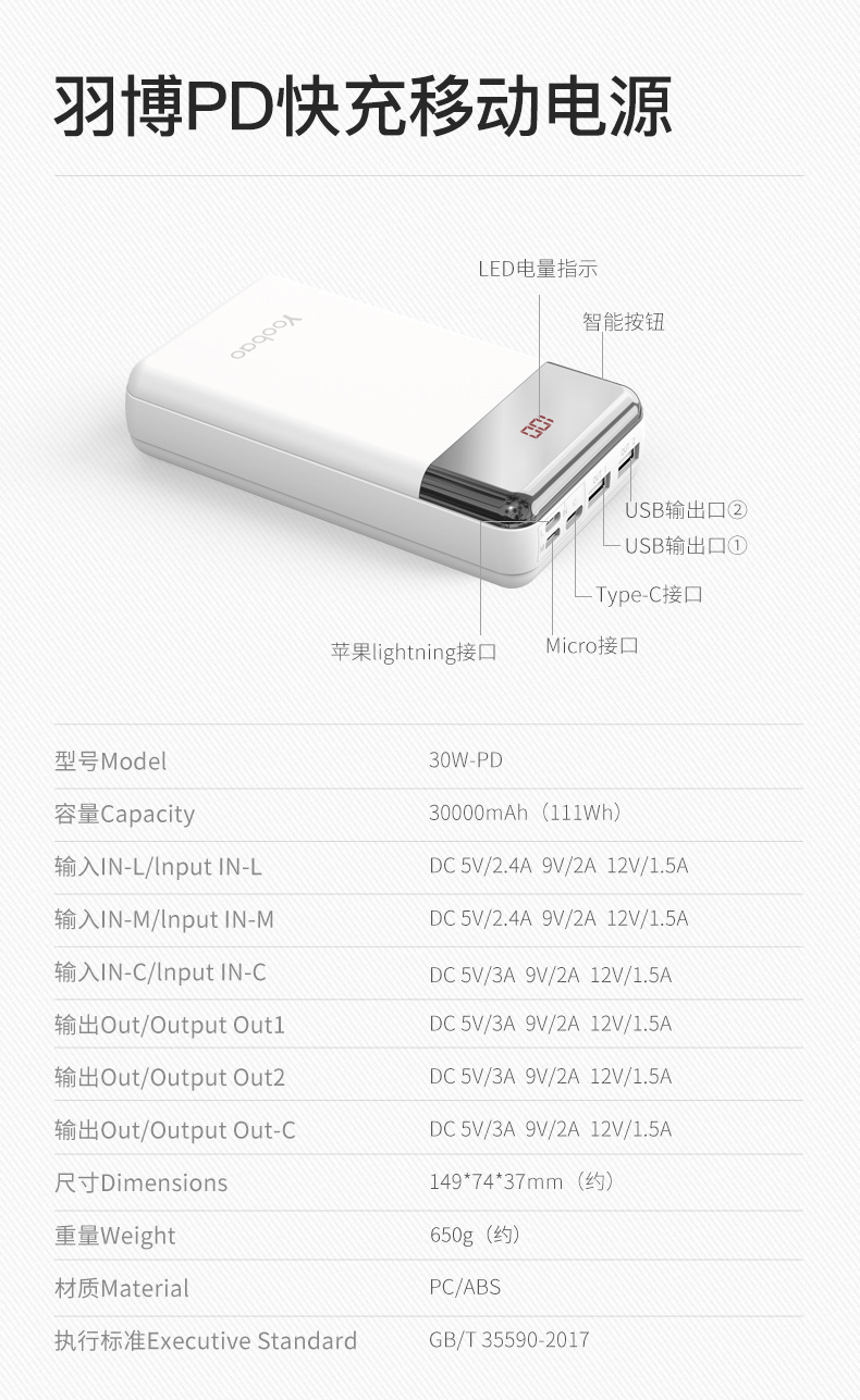 Yu Bo sạc kho báu 30.000 mA m hai chiều nhanh sạc công suất Wanda pd3 compact Huawei kê chính hãng máy tính xách tay ban đầu số lượng đáng kể phí Flash ba mươi nghìn mah điện thoại điện thoại di động điện thoại di động của Apple cụ thể - Ngân hàng điện thoại di động sạc dự phòng không dây 20000mah