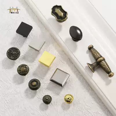 Simple square single hole American handle antique European style green ancient black handle drawer small handle