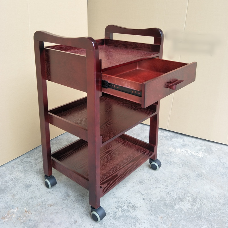 Eurostyle Hair Salon Beauty Hair Beauty Nail Beauty Solid Wood Small Cart Cabinet Instrument Stand Mobile Containing Cart Triple Tool Car