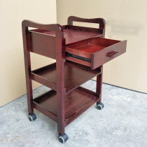 European hair salon hairdressing manicure beauty solid wood trolley cabinet instrument rack mobile storage car three-layer tool cart