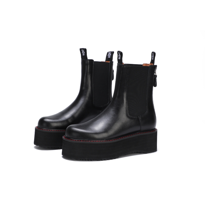 R13 Women's Boots with Thick Soles, Height-Increasing Platform Soles, Lace-Up and Back Zipper, Women's Military Training Martin Boots, New Trendy Women's Boots
