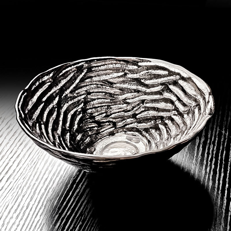 Crystal Glass Bowl Fruit Salad Cold Dish Plate Bone Dish Blue Silver High-End Light Luxury High-Quality Home Use High Aesthetic Value