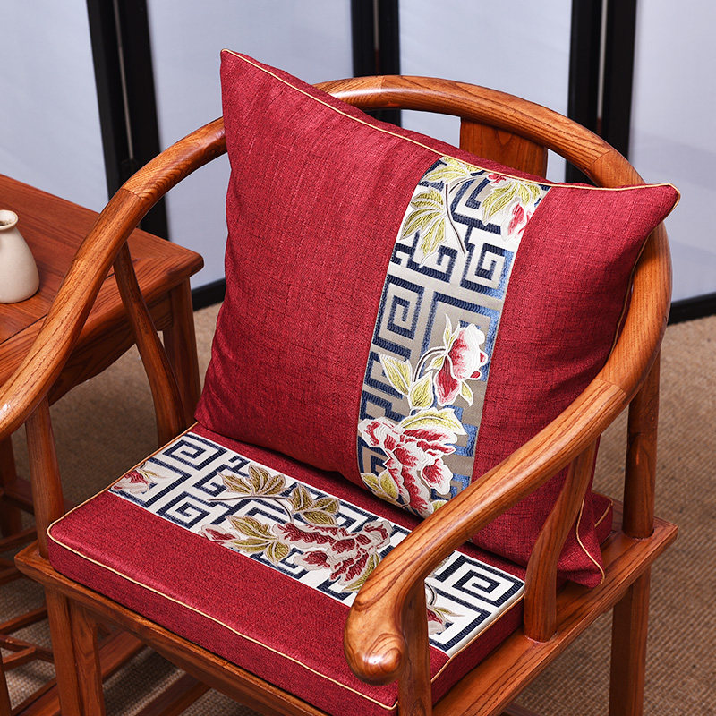 Chinese style red wood sofa cushion thickened solid wood furniture chair cushions tea table and chairs anti-slip tea table chair cushion customised