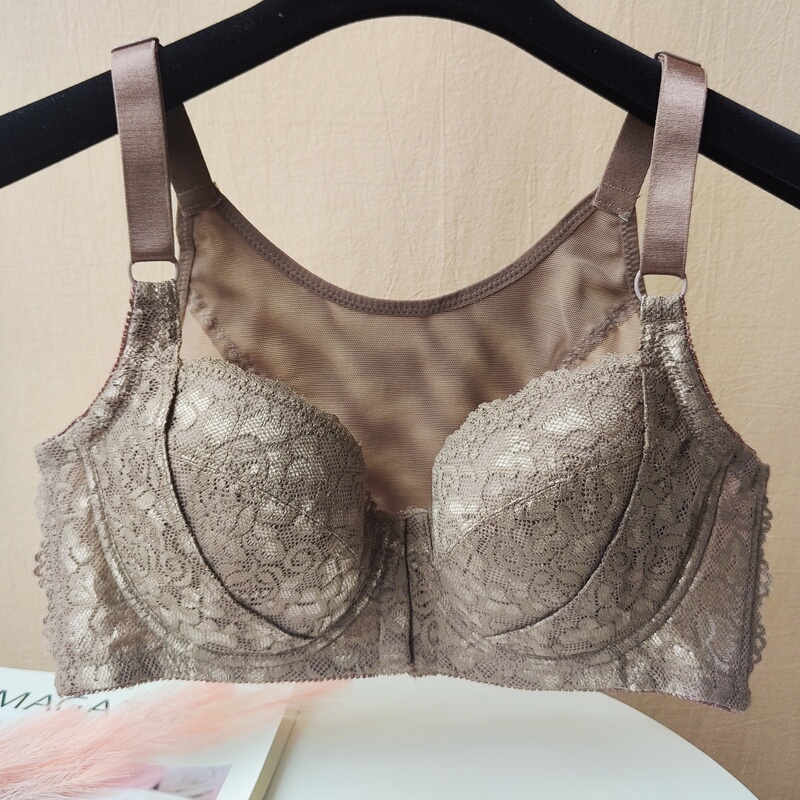 Plus-Size Front-Closure Underwire Bra with Beautiful Back Design, Side Support for Side Breasts, Thin Style Women's Underwear, Tank Top Style Bra for Chubby Women