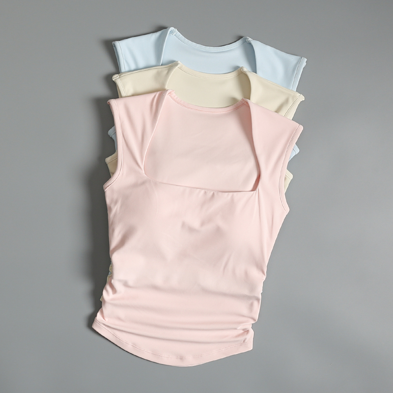 High-End Mid-Length Yoga Vest with Built-In Fixed Cups to Hold Side Breasts, Shock-Proof Running and Fitness Top for Outer Wear High-End Mid-Length Yoga Vest with Built-In Fixed Cups to Hold Side Breasts, Shock-Proof Running and Fitness Top for Outer Wear