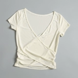 Летняя тонкая спортивная одежда для йоги для тренировок для спортзала, облегающий крой, короткий рукав, для бега