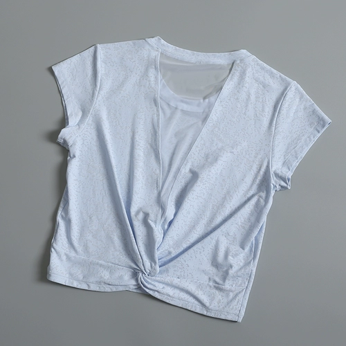 Летняя сексуальная спортивная быстросохнущая футболка для спортзала для йоги, свободный крой, красивая спина, для бега, короткий рукав, популярно в интернете