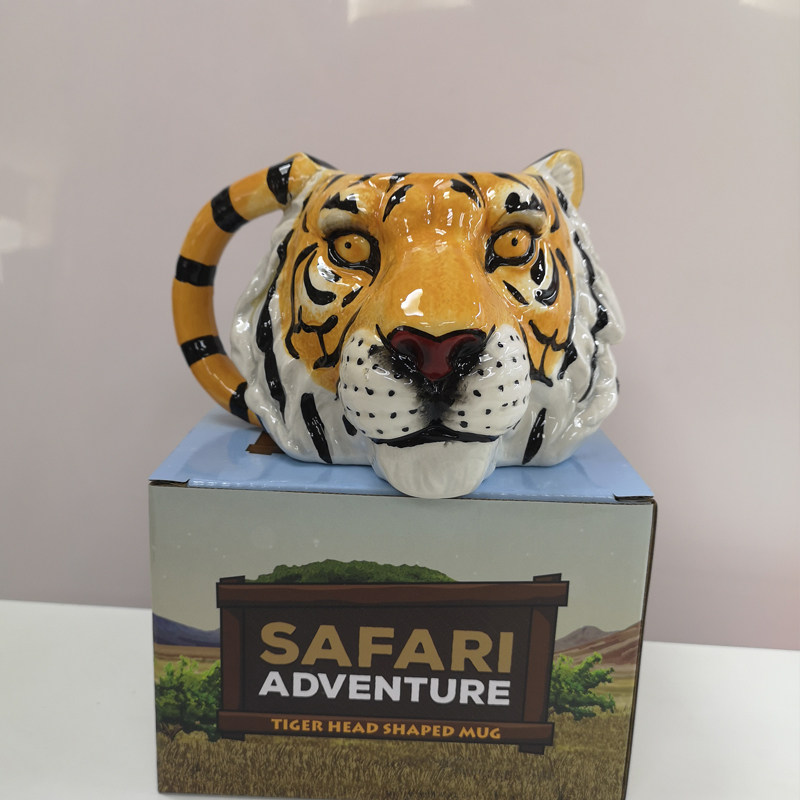 Puckator tiger head lion animal ceramic cup 3D three-dimensional tiger head cup coffee cup