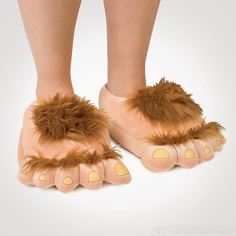 Creative Warm Cotton Shoes, Big-Footed Furry Slippers, Primitive Hobbit Big-Footed Savage Home Shoes