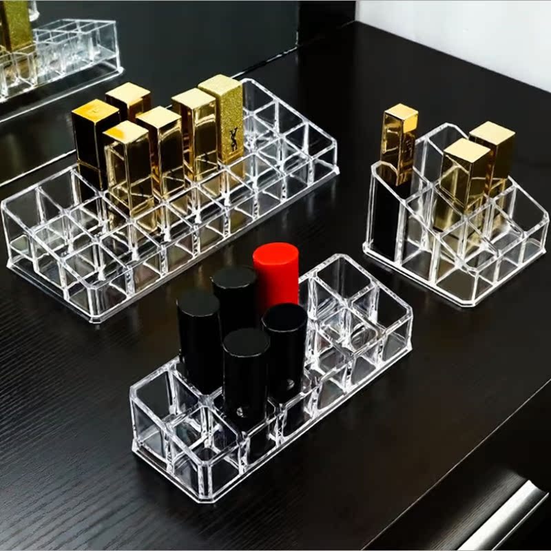 24-grid transparent lipstick storage box plastic desktop lipstick rack display stand cosmetics skin care box