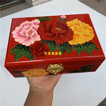 (Hongtaisheng lacquerware) Shanxi Pingyao push light lacquerware wooden hand-painted storage box wedding jewelry box