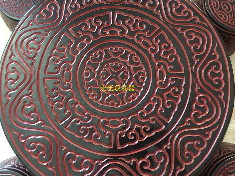 товар из китая 平遥漆器茶桌绣墩 剔犀工艺品 云纹雕刻万事如意乔迁新居礼品 OTHER
