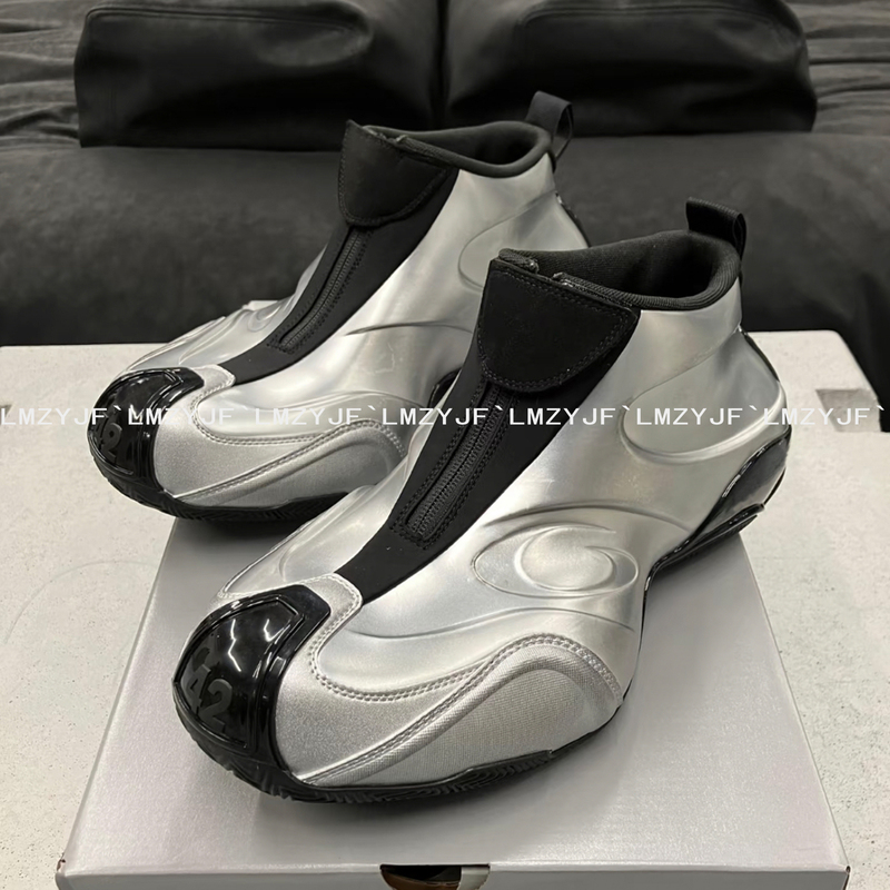 High-Quality Model! 2026 New Metal Silver High-Top Paris Basketball Shoes Men's Sports Shoes Basketball Dad Shoes