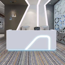 Customized special-shaped paint bar company reception desk shopping mall cashier tourism education training with lighted front desk counter