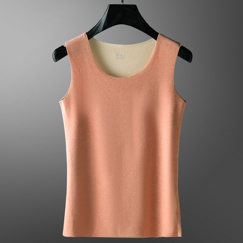 Lady mulberry silk round collar vest in autumn and winter wear tight and bottom-shirt bifacial dush grinding with no-mark thickened underwear