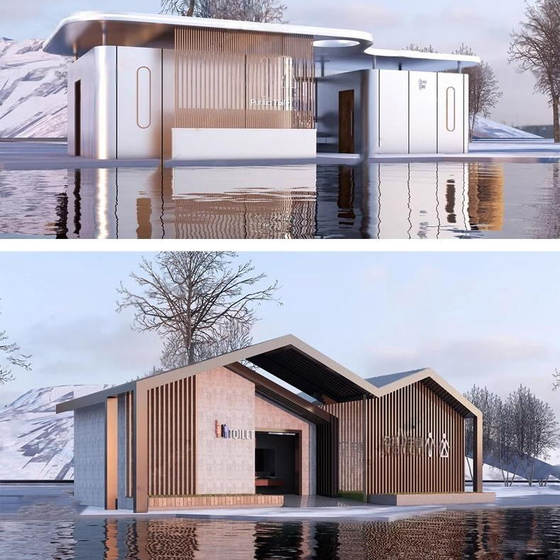 Public Restroom, Bathroom, Public Toilet, Park, Rural Area, Scenic Spot, New Chinese-Style Architecture, Sketchup Model