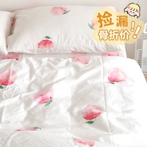 Super girl Jinjia peach multi meat pink light white color fresh peach ink feel cotton bed sheet quilt cover pillowcase