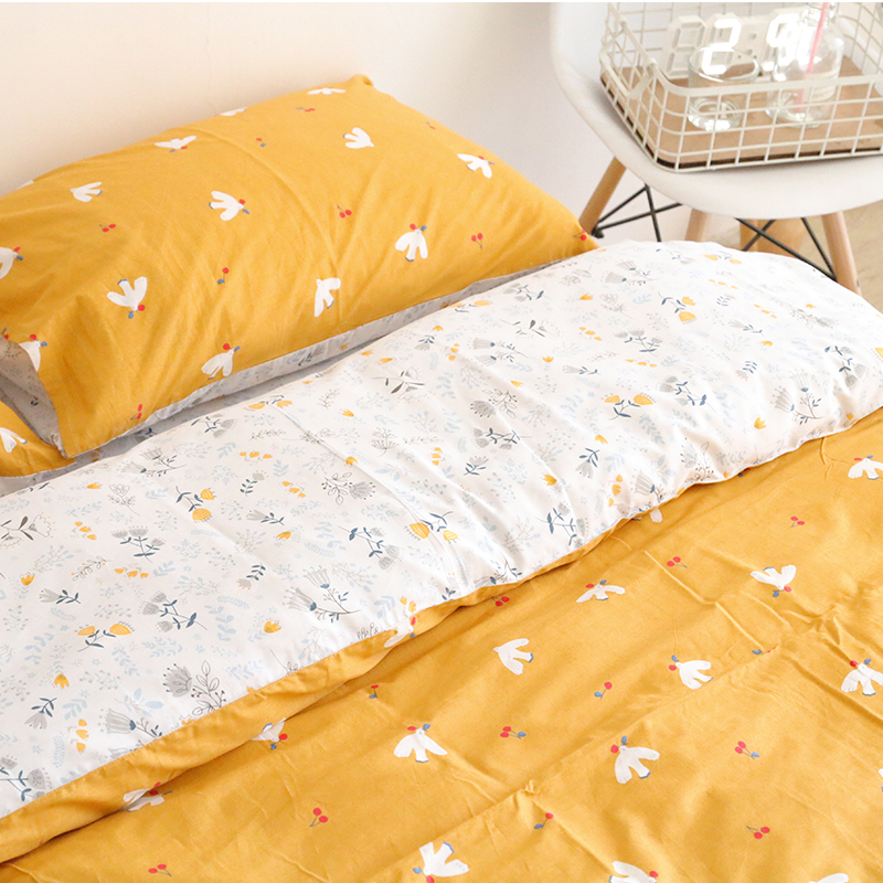 Pigeon Ah illustration set Gentle warm color clean fresh plant combed cotton twill bed single duvet cover single piece