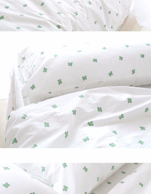 Mini series tinh tế xương rồng nhỏ tối giản bên giường màu trắng ánh sáng bông twill quilt cover