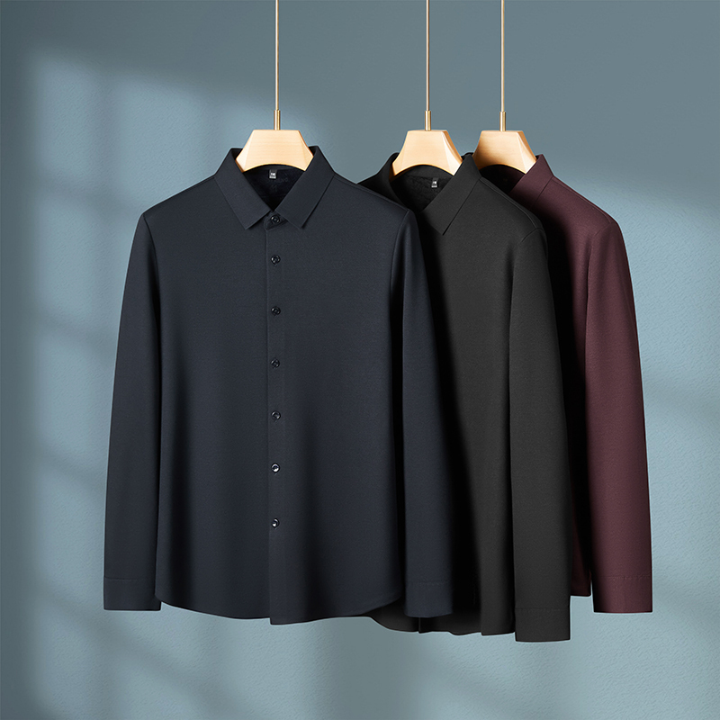 Extra Large Size Fleece-Lined Shirt for Men, Loose Fit, Autumn and Winter Solid Color Thickened Shirt, Plus Size Men's Top