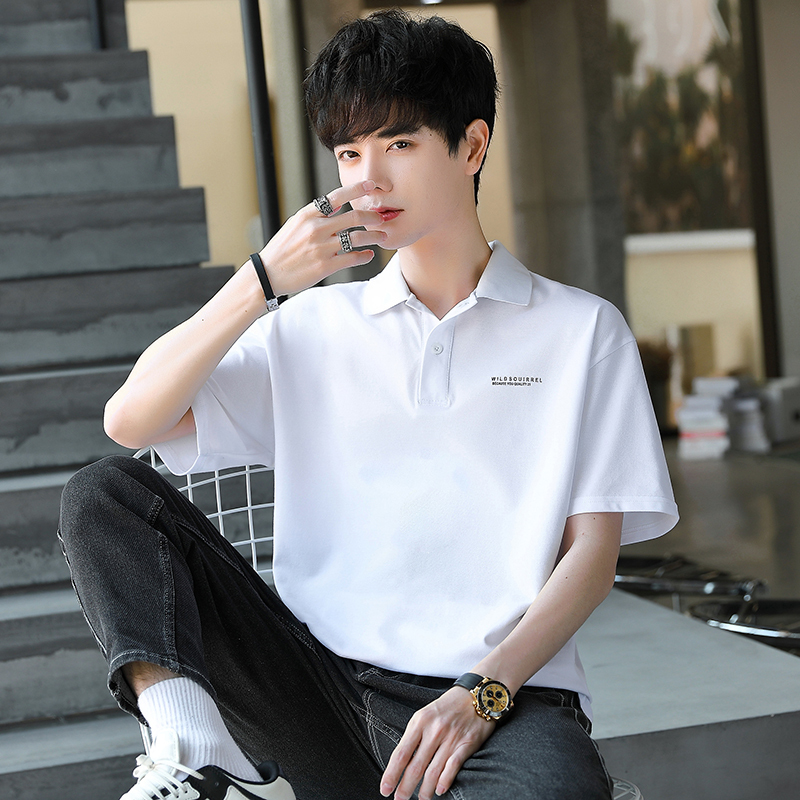 Summer Cotton Polo Shirt for Teenage Boys, Short-Sleeved T-Shirt with a Collar, Loose Fit for High School and Middle School Students