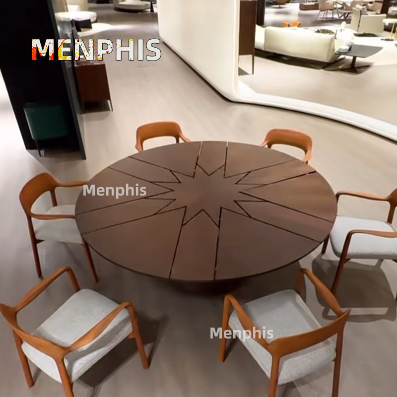 Foshan Fletcher Dining Table, Extendable and Rotatable, Kelly Dining Table, Ever-Changing Fletcher Transforming and Enlarging Round Table for 14 People