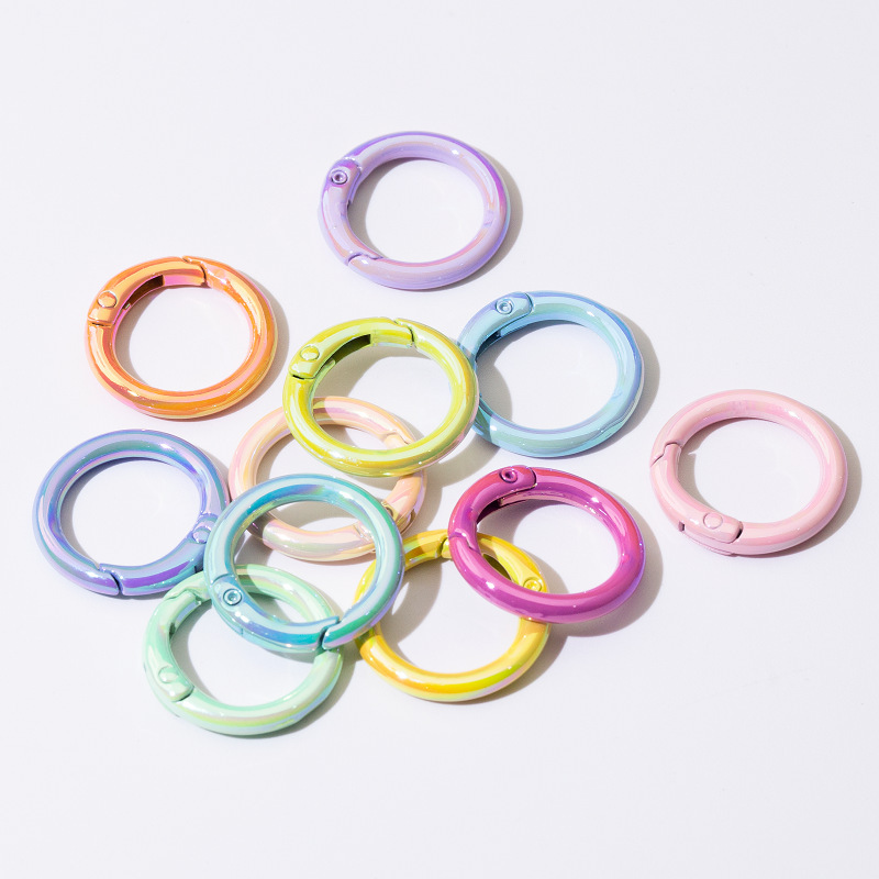 10 Electroplated Colorful Snap Hooks Keychain Rings Chain Pendants Door Hooks Phone Chains Beaded DIY Accessories