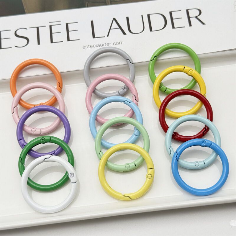33mm Painted Colorful Spring Ring Buckle Round Open Ring Keychain Labudiy Jewelry Accessories Bag Hanging Buckle