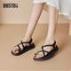 大东绑带凉鞋女鞋24夏季新款优雅简约平底中跟松紧带圆头24X1206