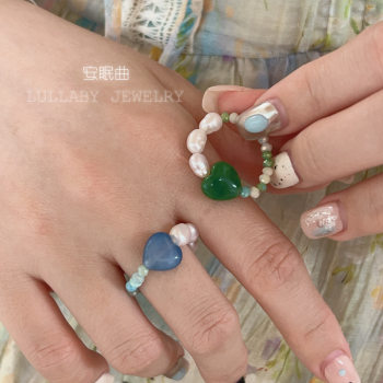 Summer fresh homemade love natural pearl ring