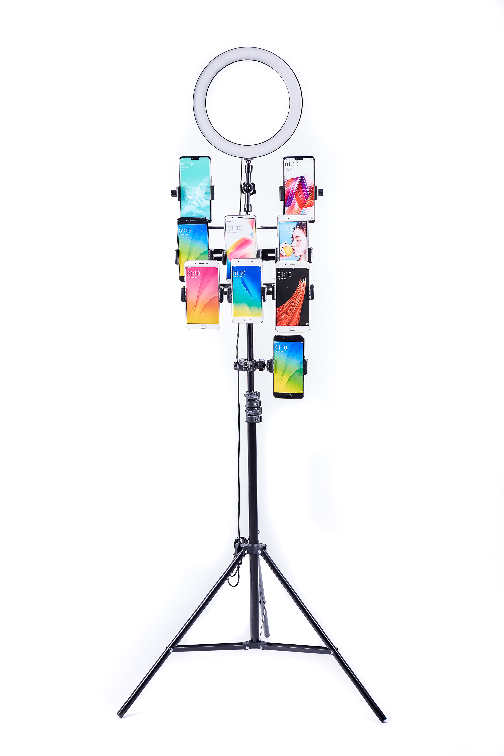 Professional multi-head, multiple mobile phone live broadcast bracket, multi-platform special tripod, eighty or ninety-position fill light