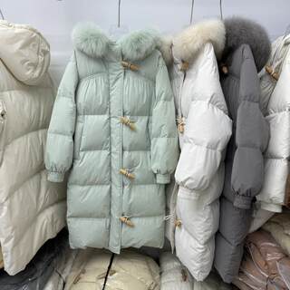 European Style New National Standard Large Fur Collar down Jacket for Women, Mid-Length, 2025 Winter New Popular Thickened Model, Over-The-Knee, Suitable for Northeast