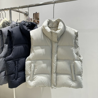 European High-End Stand-Up Collar down Vest for Women, Short Style, Fashionable, 90% White Goose Down, Thickened, Warm, Sleeveless Vest, Winter