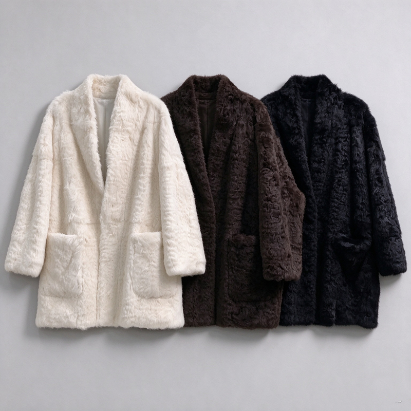 No Return V-Neck Reversible Simple and Elegant Unique Curly Whole Leather Rabbit Fur Coat for Women Qy3056 Length 80