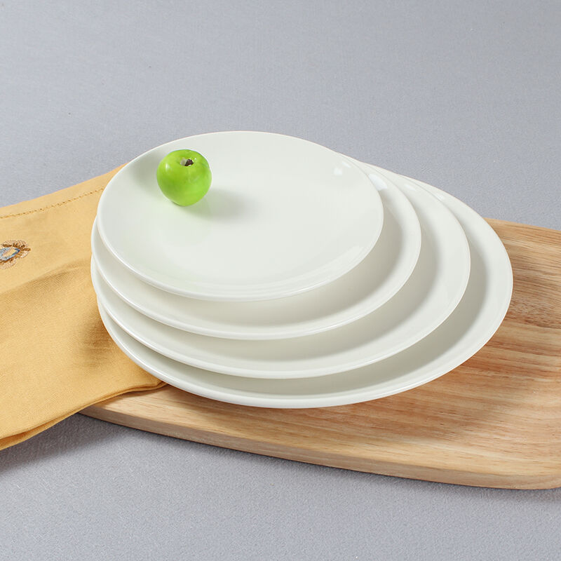 Pure White breakfast plate ceramic steak plate Western plate shallow plate flat plate round plate cake snack plate household meal plate
