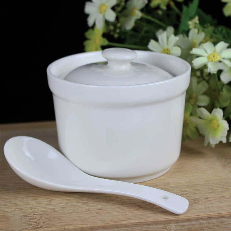 Pure White New Creative Pure Color Chinese Bone Porcelain Stew 4 Inch Ceramic Flushed Porcelain Rind With Lid Shark Fin Rind Tonic