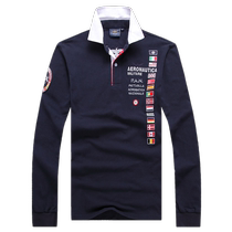 2020 Autumn AM Air Force One Mens Casual Sports Polo Shirt T-shirt Lapel Flag Embroidery Long Sleeve Body Dress