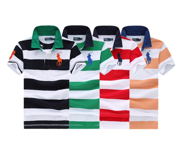 2022 summer British men's clothing lapel sports POLO shirt trend casual sports T-shirt wide striped short-sleeved T-shirt