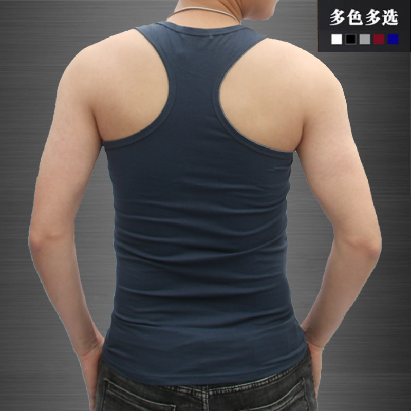 Summer I-shaped vest men's pure cotton breathable sports running fitness suspender top fat plus size loose tide brand